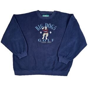 VTG Big Dogs Golf Sweatshirt Fleece Navy Blue Men’s Size XL Y2K